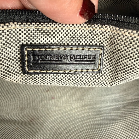VTG Dooney & Bourke Canvas Double Pocket Satchel Gray DB Monogram Crossbody - Picture 14 of 16